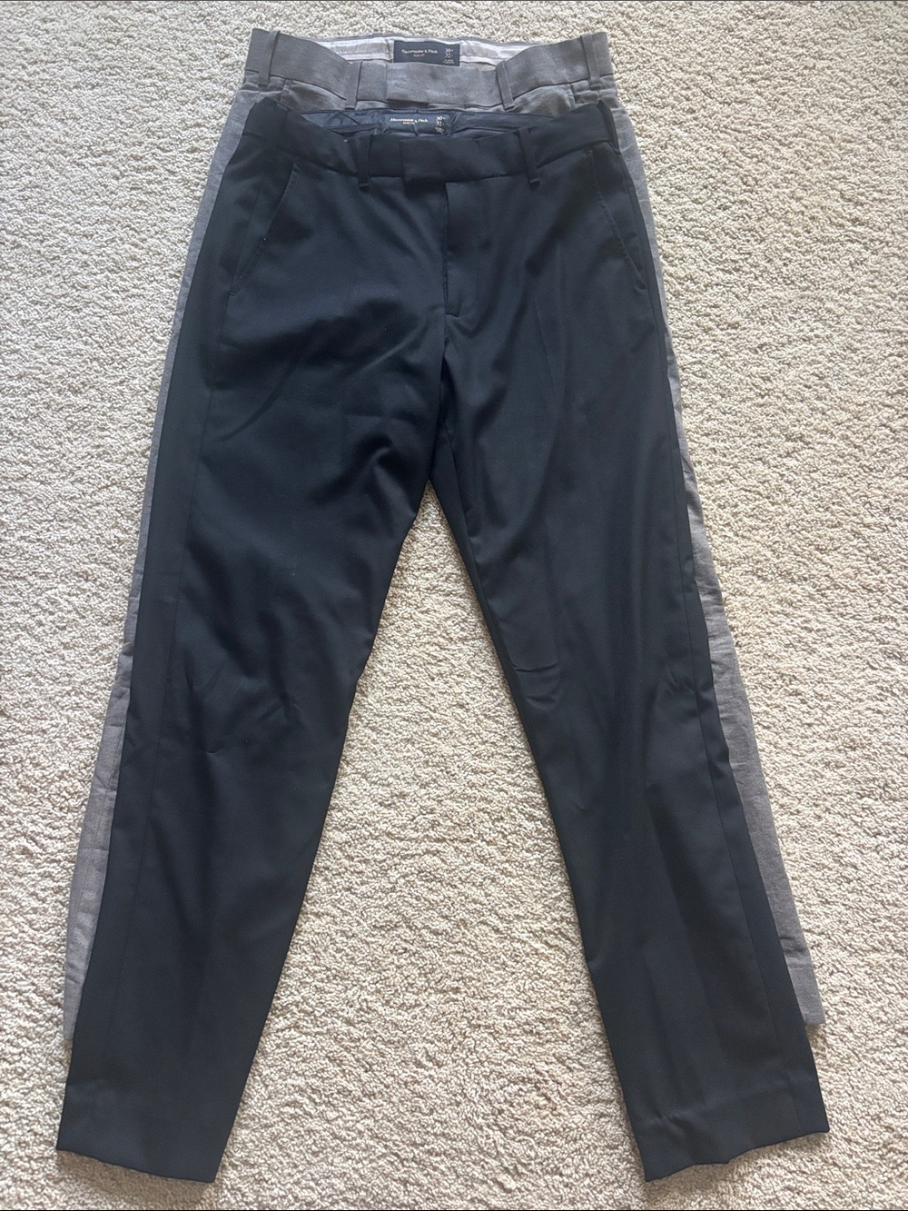 Abercrombie & Fitch Black and Gray Men's Slim Fit Dress Pants